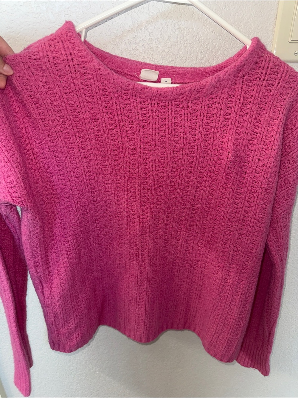 GAP Women's Crewneck Textured Knit Sweater - Pink